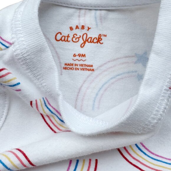Cat & Jack Baby Girl Romper 6-9 Months Red White Blue Rainbow Stars Print Sleeve - Picture 2 of 2